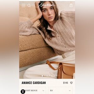 Sezane Amance Cardigan in Light Beige